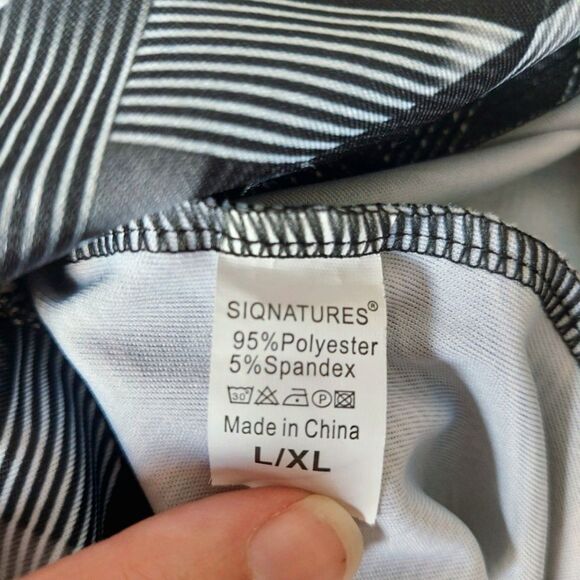 Signatures Gunmetal Gray Basket Weave Athletic Drawstring Leggings Sz L/XL - Picture 5 of 9